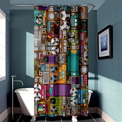 Pattern Design Art Techno  Dj Music Retro Music Device Shower Curtain 36  X 72  (stall)  by Cemarart