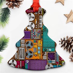 Pattern Design Art Techno  Dj Music Retro Music Device Ornament (christmas Tree)  by Cemarart