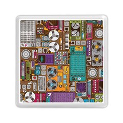 Pattern Design Art Techno  Dj Music Retro Music Device Memory Card Reader (square) by Cemarart