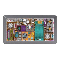 Pattern Design Art Techno  Dj Music Retro Music Device Memory Card Reader (mini) by Cemarart