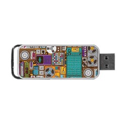 Pattern Design Art Techno  Dj Music Retro Music Device Portable Usb Flash (two Sides) by Cemarart