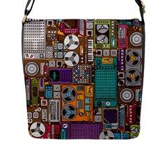 Pattern Design Art Techno  Dj Music Retro Music Device Flap Closure Messenger Bag (l)