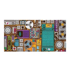 Pattern Design Art Techno  Dj Music Retro Music Device Satin Wrap 35  X 70  by Cemarart