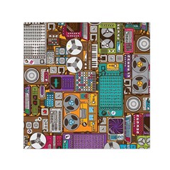 Pattern Design Art Techno  Dj Music Retro Music Device Square Satin Scarf (30  X 30 ) by Cemarart