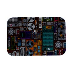 Pattern Design Art Techno  Dj Music Retro Music Device Open Lid Metal Box (silver)   by Cemarart