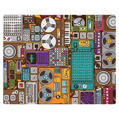 Pattern Design Art Techno  Dj Music Retro Music Device Premium Plush Fleece Blanket (medium) by Cemarart