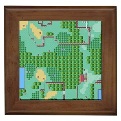 Green Retro Games Pattern Framed Tile by Cemarart