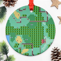 Green Retro Games Pattern Ornament (round) by Cemarart