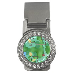 Green Retro Games Pattern Money Clips (cz)  by Cemarart