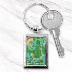 Green Retro Games Pattern Key Chain (rectangle) by Cemarart