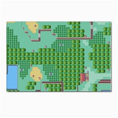 Green Retro Games Pattern Postcards 5  X 7  (pkg Of 10) by Cemarart