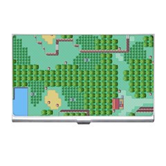 Green Retro Games Pattern Business Card Holder by Cemarart