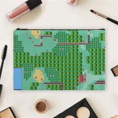 Green Retro Games Pattern Cosmetic Bag (large) by Cemarart