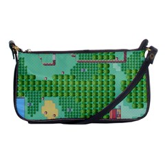 Green Retro Games Pattern Shoulder Clutch Bag by Cemarart