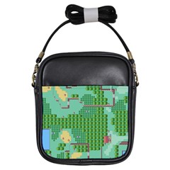 Green Retro Games Pattern Girls Sling Bag by Cemarart