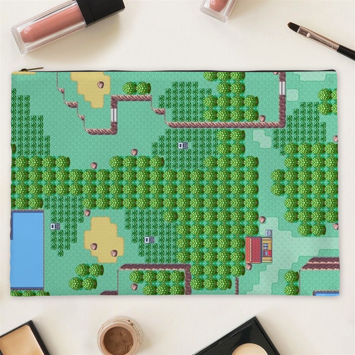 Green Retro Games Pattern Cosmetic Bag (XXL)