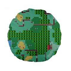 Green Retro Games Pattern Standard 15  Premium Round Cushions by Cemarart