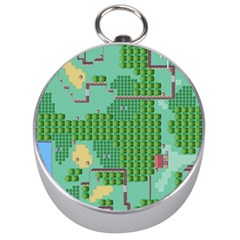 Green Retro Games Pattern Silver Compasses by Cemarart