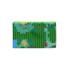 Green Retro Games Pattern Cosmetic Bag (xs)