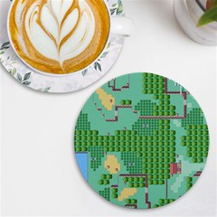 Green Retro Games Pattern Uv Print Round Tile Coaster by Cemarart