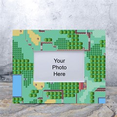 Green Retro Games Pattern White Tabletop Photo Frame 4 x6  by Cemarart