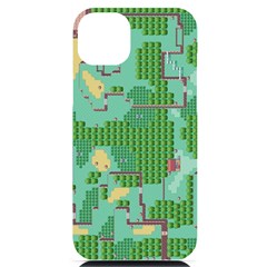 Green Retro Games Pattern Iphone 14 Plus Black Uv Print Case by Cemarart