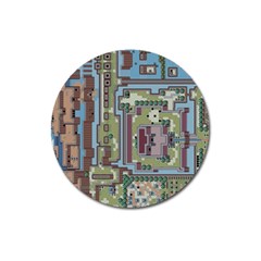 Arcade Game Retro Pattern Magnet 3  (round) by Cemarart