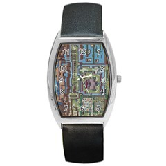 Arcade Game Retro Pattern Barrel Style Metal Watch by Cemarart