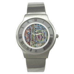 Arcade Game Retro Pattern Stainless Steel Watch by Cemarart