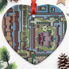 Arcade Game Retro Pattern Heart Ornament (two Sides) by Cemarart