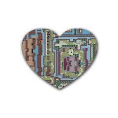 Arcade Game Retro Pattern Rubber Heart Coaster (4 Pack) by Cemarart