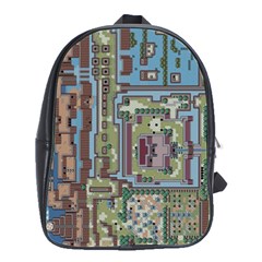 Arcade Game Retro Pattern School Bag (large) by Cemarart