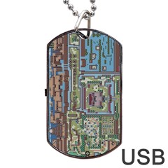 Arcade Game Retro Pattern Dog Tag Usb Flash (one Side) by Cemarart