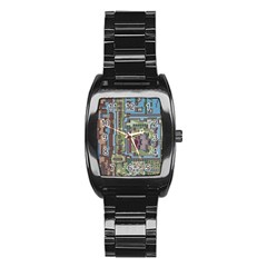 Arcade Game Retro Pattern Stainless Steel Barrel Watch by Cemarart