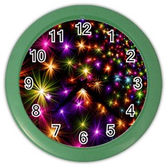 Star Colorful Christmas Xmas Abstract Color Wall Clock by Cemarart