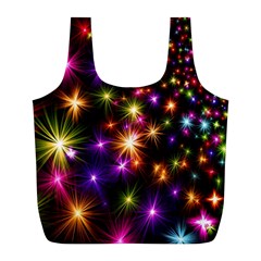 Star Colorful Christmas Xmas Abstract Full Print Recycle Bag (l) by Cemarart