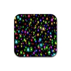 Star Colorful Christmas Abstract Rubber Square Coaster (4 Pack) by Cemarart