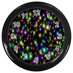 Star Colorful Christmas Abstract Wall Clock (black) by Cemarart