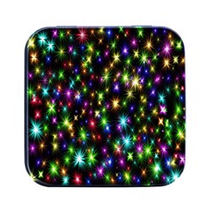 Star Colorful Christmas Abstract Square Metal Box (black)