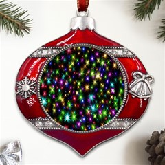 Star Colorful Christmas Abstract Metal Snowflake And Bell Red Ornament by Cemarart