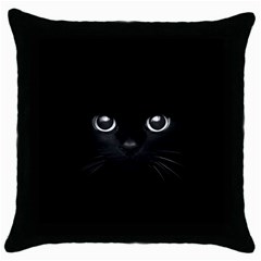 Black Cat Face Throw Pillow Case (black) by Cemarart