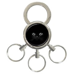 Black Cat Face 3-ring Key Chain by Cemarart