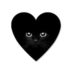 Black Cat Face Heart Magnet by Cemarart