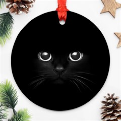 Black Cat Face Round Ornament (two Sides) by Cemarart