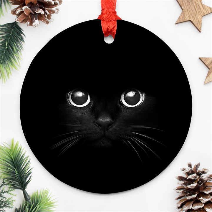 Black Cat Face Round Ornament (Two Sides)