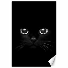 Black Cat Face Canvas 12  X 18  by Cemarart