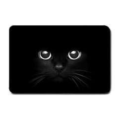 Black Cat Face Small Doormat by Cemarart