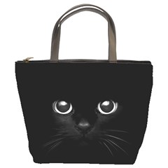 Black Cat Face Bucket Bag by Cemarart