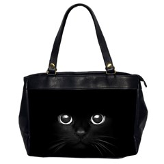 Black Cat Face Oversize Office Handbag (2 Sides) by Cemarart