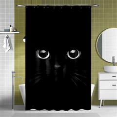 Black Cat Face Shower Curtain 48  X 72  (small)  by Cemarart